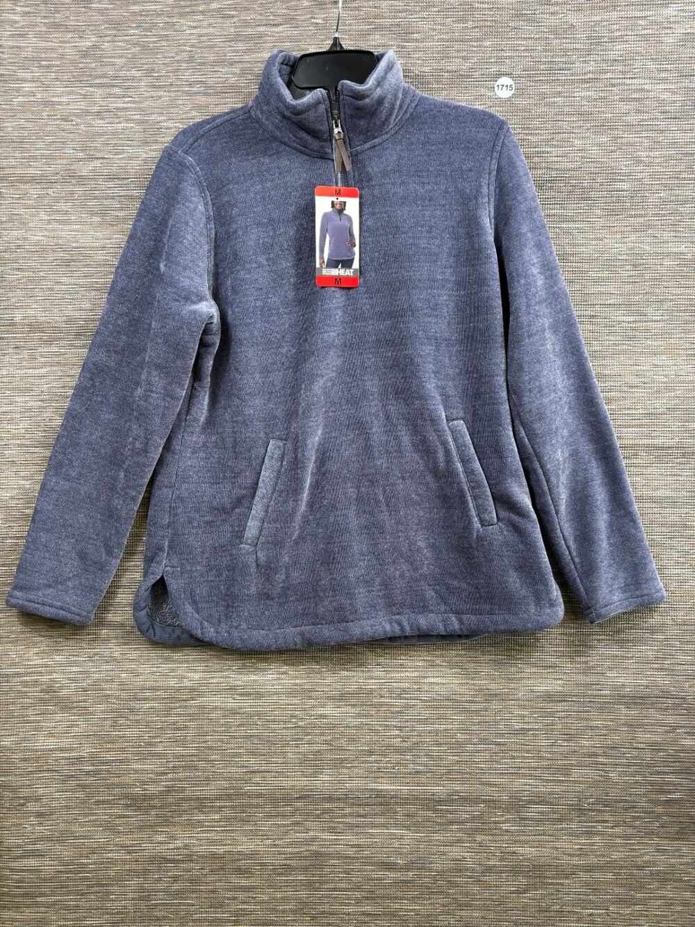 32 Degrees Heat Fleece 1/4 Zip Sweater Womens Size M Blue Mock Neck NEW